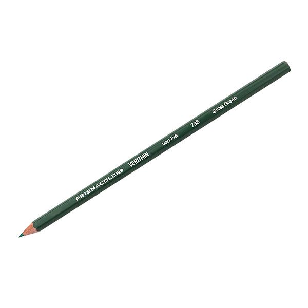 Prismacolor E738 Verithin Premier Pencil Grass Green, 12 Box; Strong leads that sharpen to a needle point; Perfect for making check marks or accounting ledger entries; The brilliant colors will not smear, even when wet;  Individual colors packaged 12/box; Dimensions  8.00