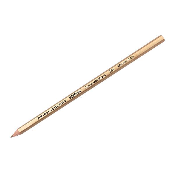 Prismacolor E754 Verithin Premier Pencil Gold, 12 Box; Strong leads that sharpen to a needle point; Perfect for making check marks or accounting ledger entries; The brilliant colors will not smear, even when wet;  Individual colors packaged 12/box; Dimensions  8.00
