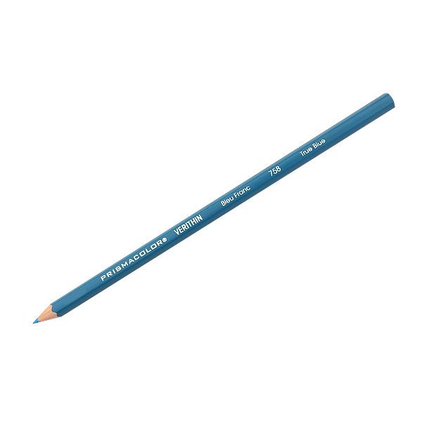 Prismacolor E758 Verithin Premier Pencil True Blue, 12 Box; Strong leads that sharpen to a needle point; Perfect for making check marks or accounting ledger entries; The brilliant colors will not smear, even when wet;  Individual colors packaged 12/box; Dimensions  7.25