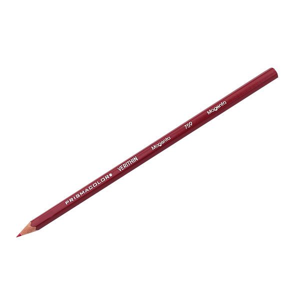Prismacolor E759 Verithin Premier Pencil Magenta, 12 Box; Strong leads that sharpen to a needle point; Perfect for making check marks or accounting ledger entries; The brilliant colors will not smear, even when wet;  Individual colors packaged 12/box; Dimensions  8.00