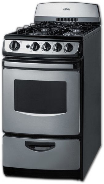Summit PRO200SS Freestanding Gas Range With 4 Burners, 2.4 cu.ft. Primary Oven Capacity, Broiler Drawer, Viewing Window, ADA Compliant, Electronic Ignition In Stainless Steel, 20