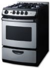 Summit PRO246SSRT Freestanding Gas Range With 4 Burners, 3 cu. ft. Primary Oven Capacity, Broiler Drawer, Viewing Window, In Stainless Steel, 24"; Electronic ignition, spark ignition for added safety; Open burners, four 9100 BTU burners for optimum stovetop heating; Slide-out oven racks, two racks with four glide positions for flexible cooking; UPC 761101053691 (SUMMITPRO246SSRT SUMMIT PRO246SSRT SUMMIT-PRO246SSRT) 