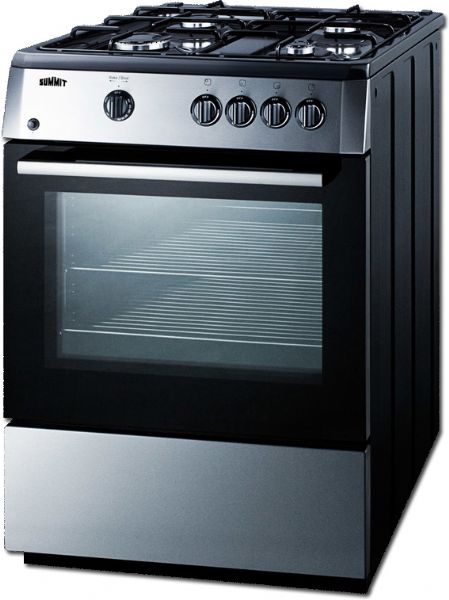 Summit PRO24G Freestanding Gas Range With 4 Burners, Sealed Cooktop, 2.5 cu.ft. Primary Oven Capacity, Storage Drawer, Viewing Window, Electronic Ignition In Stainless Steel, 24