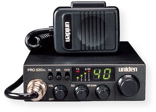 Uniden PRO520XL CB Radio; Black; 40 Channels; Front Mount Microphone; 4w Audio Output; 40 channel mobile CB radio with superheterodyne circuit/phase locked loop for precise control; Built in automatic noise limiter and auto squelch to eliminate noise and improve communication; Signal/RF meter and LED indicators to monitor activity; UPC 050633031131(PRO520XL PRO520-XL PRO520XLCBRADIO PRO520XLRADIO PRO520XLUNIDEN PRO520XL-UNIDEN) 