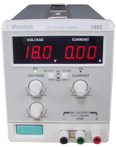 Protek 1805 Single Output Power Supply with Digital Display 0-18V @ 0-5A (1805 PROTEK1805)