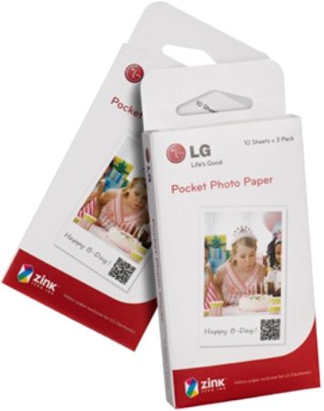 LG PS2203 Inkless Paper Exclusive for PS233 LG Pocket Photo; 30 Papers (10 Sheets x 3 Packs); No need ink, Zink; Optimized print quality; Handy and Minimal design; Share your happy memories at any time; Paper Size 50mm x 76mm (PS-2203 PS 2203)