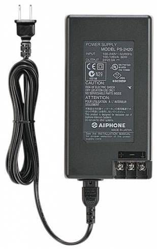 Aiphone PS-2420UL Power Supply 24V DC, 2 Amp, UL listed and can be used in both 110V AC and 240V AC environments by changing the AC power cord (110V cord is included with the unit) (PS2420UL PS 2420UL PS-2420U PS-2420)