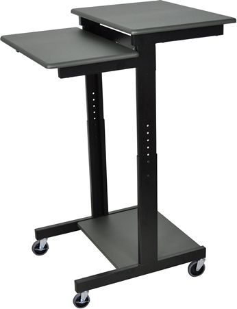 Luxor PS3945 Mobile Adjustable Height Presentations Workstation, Gray, Adjusts in height from 39