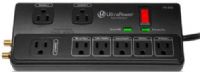 UltraPower PS-802 PowerSource Multimedia Surge Protector, 8 Outlets, 330V/400V/400V Clamping Voltage, 15A Total Current Capacity, Surge Circuit Shutdown, 120VAC/60Hz/1800W Line Voltage, 30V Initial Clamping Level, Frequency 150KHz~100MHz, Attenuation Up to 58dB, 3 widely-spaced surge-protected outlets for oversize adapters, UPC 625889303013 (PS802 PS 802) 