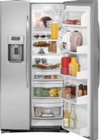 GE General Electric PSHS6PGZSS Profile Side by Side Refrigerator, 25.9 cu. ft. Total, 16.10 cu. ft. Fresh Food, 9.80 cu. ft. Freezer, 23.1 sq. ft Shelf Area, 64 UltraFlow Dispenser, LED UltraFlow Dispenser - Light, 4 Glass Cabinet Shelves, 3 Cabinet Shelves - Adjustable, 2 Cabinet Shelves - Slide-out, Spillproof, 2 Snugger Clips, 4 - 3 Adjustable ClearLook Door Bins, LED BrightSpace Interior Lighting, Stainless Stee Color (PSHS6PGZ PSHS-6PGZ PSHS 6PGZ PSHS6PGZSS PSHS6PGZ-SS PSHS6PGZ SS) 