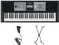 Yamaha PSR-E233MSH Portable Keyboard with AC Adapter & Stand, Black, 61 Keys, Stereo Grand Piano + 371 XGlite + 13 Drum/SFX/SE Kits, Sound Effect Kit, One Touch Setting (OTS), 102 Songs, Amplifiers 2.5W + 2.5W, Ultra Wide Stereo, High Quality Voices & Styles and Digital Effects, Portable Grand Button, Auto Power Off mode, UPC 086792323541 (PSRE233MSH PSR E233MSH PSR-E233-MSH PSR-E233)  