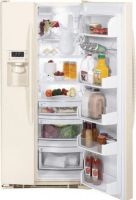 GE General Electric PSSF3RGZCC Side-by-Side Refrigerator, 23.1 cu ft Total Capacity, 15.86 cu ft Fresh Food Capacity, 7.26 cu ft Freezer Capacity, 23.8 sq ft Shelf Area, 2 Total Wire Freezer Cabinet Shelves, 3 Total 2 Adjustable Freezer Door Bins, 3 Total Wire 3 Slide-Out Freezer Storage Baskets, 3 Total Glass, 3 Adjustable, 2 Slide-Out, 2 Spill Proof, 1 QuickSpace Shelf, 2 Total Wire Freezer Cabinet Shelves, Bisque Color (PSSF-3RGZ PSSF 3RGZ PSSF3RGZ-CC PSSF3RGZ CC PSSF3RGZCC) 