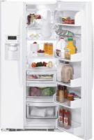 GE General Electric PSSF3RGZWW Side-by-Side Refrigerator, 23.1 cu ft Total Capacity, 15.86 cu ft Fresh Food Capacity, 7.26 cu ft Freezer Capacity, 23.8 sq ft Shelf Area, 2 Total Wire Freezer Cabinet Shelves, 3 Total 2 Adjustable Freezer Door Bins, 3 Total Wire 3 Slide-Out Freezer Storage Baskets, 3 Total Glass, 3 Adjustable, 2 Slide-Out, 2 Spill Proof, 1 QuickSpace Shelf, 2 Total Wire Freezer Cabinet Shelves, White Color (PSSF-3RGZ PSSF 3RGZ PSSF3RGZ-WW PSSF3RGZ WW PSSF3RGZWW) 