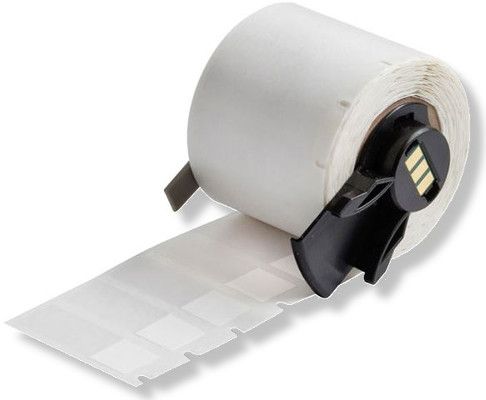 Brady PTL-29-427 TLS 2200 and TLS PC Link Labels, White/Translucent Color; Vinyl Material; Self-Laminating Vinyl; Self-Laminating, Self-Extinguishing, Excellent water and oil resistance, Excellent abrasion and smudge resistance; 500 per Roll; For BMP61, TLS 2200, TLS-PC Link and BMP71 Printers; Dimensions 0.50 