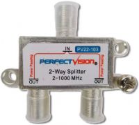Perfect Vision Two Way High Frequency Splitter Model PV23402, 1 Port PP 2-2300 Mhz; Features Mounting Tabs with Screws; Cast-In Ground Block; 2 to 3000 MHz splitter; Fully cast nickel plated zinc case; Passes power on one port only; One port, indicated by the “Power Passing” text on the label, passes DC power in both directions; UPC PERFECTVISIONPV23402 (PERFECTVISIONPV23402 PERFECT VISION PV23402 PV 23402 PERFECT-VISION-PV23402 PV-23402) 