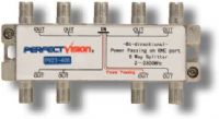 Perfect Vision Eight Way High Frequency Splitter Model PV23408, 2~3000 MHz splitter; Fully cast nickel plated zinc case; Passes power on one port only; Dimensions 2.50" x 1.0" x 4.63"; Weight 0.45 Lbs; UPC PERFECTVISIONPV23408 (PERFECTVISIONPV23408 PERFECT VISION PV23408 PV 23408 PERFECT-VISION-PV23408 PV-23408)   