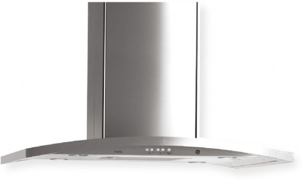 GE General Electric PV977NSS Island Chimney Hood with 450 CFM Internal Blower, 36 inch Size, Hidden Control Location, Dishwasher Safe Filter Cleaning, Vertical Only Ducting, Dual Halogen, High/Night/Off Cooktop Lighting, 450 CFM Vertical Exhaust-Round, 4-Speed Fan Speed Control, 8 inch MD, Removable Grease Filter (PV977NSS PV977N-SS PV977N SS PV977N PV-977N PV 977N)