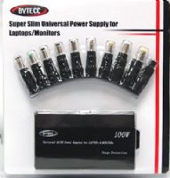 Bytecc PW-100W Super Slim Universal Power Supply, With AC 110V-240V or DC 12V to total of 8 different voltage output, and tip connectors to suit most laptops and monitors, Also support with RED/GREEN LEDS for DC power voltage indication & USB DC 5V charge port, 10 Power Plugs Connectors, Overload protection, Short Circult protection, Dimensions 113x64x26mm (PW100W PW 100W PW-100) 
