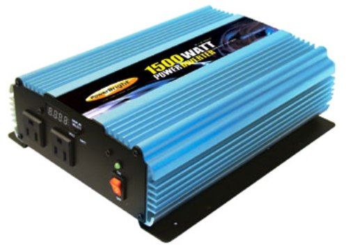 PowerBright PW1500-12 Power Inverter 12 Volt Modified Sine Wave, 1500W Continued Power, Digital Led Display (Input DC Voltage or Output Wattage), Built-in Cooling Fan, Overload Indicator, 120 volt AC outlet, Power ON/OFF Switch (PW150012 PW1500 12 PW-150012 PW 150012 PW1500 PW-1500 Power Bright)