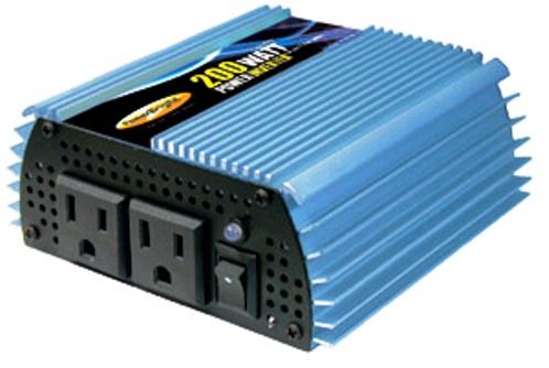 PowerBright PW200-12 Modified Sine Wave Inverter 200W Power 12V, Includes Cigarette Lighter Cable & Clip Cable, Built-in Cooling Fan, Overload Indicator, Power ON/OFF Switch, Provides 1.6 Amps, 120 volt AC outlet, Anodized aluminum case, durability & maximum heat dissipation (Power Bright PW20012 PW200 12 PW-20012 PW 20012 PW200 PW-200 PowerBright)