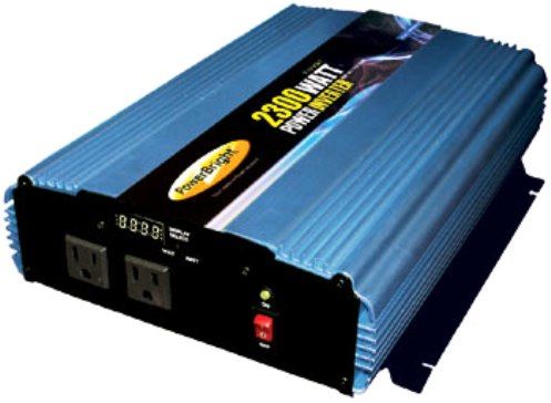 PowerBright PW2300-12 Modified Sine Wave Inverter 2300W Power 12V, Includes Volt And Watt LED Display, Anodized aluminum case, durability & maximum heat dissipation, Digital Led Display, Built-in Cooling Fan, Overload Indicator, External, Replaceable spade-type Fuse, 120 volt AC outlet, Power ON/OFF Switch (PW230012 PW2300 12 PW-230012 PW 230012 PW2300 PW-2300 Power Bright)