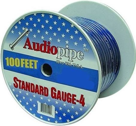 Audiopipe PW-4100BL Four Gauge Primary 100ft. Power Cable, Blue, Pure Oxygen Free Copper Ultra Twisted High Strand Wire (PW4100BL PW 4100BL PW4100-BL PW-4100 PW4100 Audio Pipe)