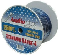 Audiopipe PW4250-S Standard Gauge-4 Primary Power Cable, Silver, 250 Ft. Primary Wire Cable Type (PW4250S PW4250 PW-4250S PW 4250-S) 