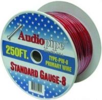 Audiopipe PW8250-RD Standard Gauge-8 Primary Wire 250 Ft. Roll Cable, Red, O2 Oxygen Audio Free (PW8250RD PW8250 RD PW8250-R PW8250R PW-8250 Audio Pipe) 