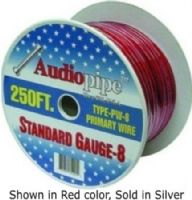 Audiopipe PW8250-S Standard Gauge-8 Primary Wire 250 Ft. Roll Cable, Silver, O2 Oxygen Audio Free (PW8250S PW8250 PW-8250 Audio Pipe) 