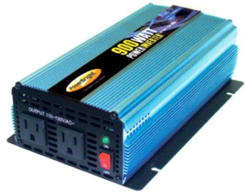 PowerBright PW900-12 Modified Sine Wave Inverter 900W Power 12V, Includes 8 AWG Alligator Cable, Anodized aluminum case, durability & maximum heat dissipation, External, Replaceable 3 x 30 Amp spade-type Fuse, 8 AGW Gauge Wires Included, Built-in Cooling Fan, Overload Indicator (PW90012 PW900 12 PW-90012 PW 90012 PW900 PW-900 Power Bright)