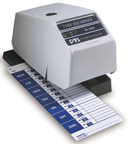 Pyramid Technologies 1000 Electronic Time Recorder, Automatically Keeps Time, Clearly Prints Hours & Minutes, One Minute Setup, Prints hours and minutes for accurate time and job recording, Can be used with any size time card, Table or desk mountable (Pyramid-1000 1000 PTI1000 PTI-1000 PYRAMID1000)