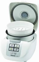 Panasonic SR-DF101 Microcomputer Controlled / Fuzzy Logic Rice Cooker with One Touch Cooking; Uncooked Rice Capacity up to 5 Cups; White Color; Inner Pan: Gray Non-stick Coated Aluminum; Pushbutton Lid Cover; Microcomputer Controlled with Fuzzy Logic Cooking; Automatic Shutoff; Lid Heater/Side Heater (12H) Keep Warm Time; Indicator Light(s); One-Touch Button Display Panel; Domed Top; UPC 885170090019 (SRDF101 SR-DF101) 
