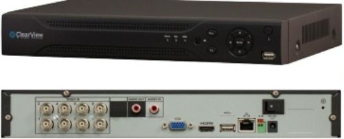 Clearview Panther-8E-TRI Panther Economy 720p Real-time 8 Ch HD-AVS Tribrid DVR with 1TB, 1.3 MP/720p at 30fps View & Recording, 2 Channels of IP Recording 2 MP/1080p at 15fps, 8 channel, BNC Video Input, NTSC 525Line, 60f/s , PAL 625Line, 50f/s Standard, 1 channel, RCA / Output 1 channel, RCA Audio Input, Reuse audio input/output channel 1 Two-way Talk, 1 HDMI, 1 VGA Display Interface, 1/4/8 Display Split (PANTHER8ETRI Panther-8E-TRI PANTHER 8E TRI)