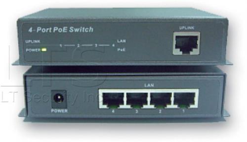LT Security PoE-SW541E PoE 4 Port + 1 Uplink Switch - 65W, Standard: 802.3, 10 Base-T: 802.3u, 100 Base-T(x): 802.3af, Power over Ethernet: Number of Port, 1 x Uplink port: 4 10/100 Base-T(x) with PoE(Half/Full power), Power Supply: 100~240VAC/50~60Hz External power adaptor, Power Output: 48V/DC per port output, Power Consumption: Max. 65W (15.4W Max per port) (PoESW541E POE-SW541E PoE-SW541E)