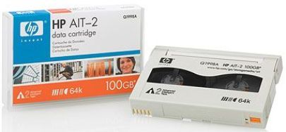 HP Hewlett Packard Q1998A AIT-2 8mm Data Cartridge, 230m, 50GB Native/100GB Compressed Data Capacity, Work with AIT 200 GB Tape Drive, MIC-Memory in Cassette is a 64k memory chip embedded into the cartridge, Faster Data Access-with MIC technology, Data Integrity-with MIC technology (Q19-98A Q19 98A Q1998)