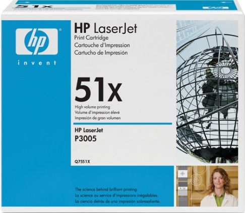 HP Hewlett Packard Q7551X Laserjet Black Print Cartridge, 13000 Pages of Print Yield, Comprises up to 70% of the imaging system, 10 to 80% RH Operating humidity, 10 to 90% RH Storage humidity, 59 to 89 F Operating temperature, -4 to 104 F Storage temperature, 5.07 lb Weight, NEW genuine Original OEM HP Brand (Q7551X Q-7551X  Q 7551X  Q7551-X   Q7551 X)