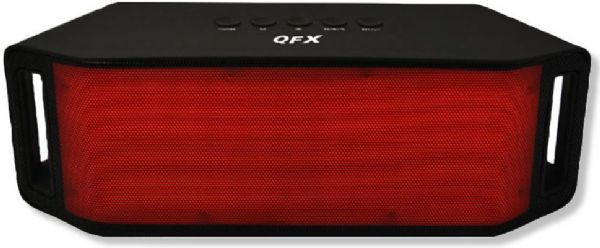 QFX BT-152 Sound Burst Portable Bluetooth Speaker, Black Color, FM Radio, Stream Music From Bluetooth, Hands-Free Bluetooth Calling, Dynamic Programmable LED Lights, That Pulse to the Music, USB, Micro-SD, Aux In, Lithium 1200mAh Batteries, Micro-USB Charging Port, 2-3hrs Playback, Dimensions 11