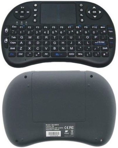 QWERTY QK-90015 Miniature Wireless Keyboard with Touchpad; Can be used with the Raspberry Pi; Compatible with any device that supports USB keyboards like HTPC/IPTV, PC, XBox 360, PS3 and Android TV Box; Full keyboard experience along with a sensitive touchpad; Use for instant messaging, web browsing, e-mail, all without leaving your seat (QK90015 QK 90015)