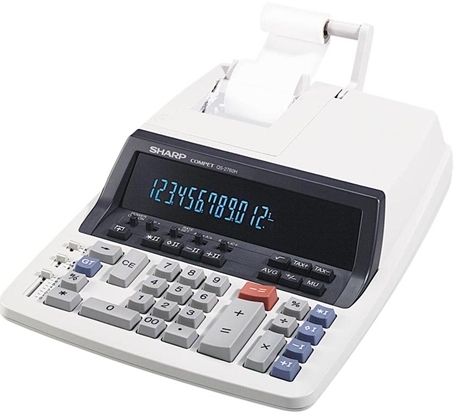 Sharp QS-2760H Powerful, Streamlined, 12 Digit/2-color Print/Display Calculator with Increased Versatility and an Easy-to-use Low Profile Keyboard, Large 12-digit blue fluorescent display (17.0 mm), High Speed 4.8 lines/sec., 2 color ribbon printing, Professional Keyboard, Tax Calculations from stored tax rate memory (QS2760H QS 2760H QS-2760)
