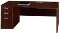 Bush QT0736CS Quantum Harvest Cherry 72" Left Hand Desk and Pedestal, Wire grommet for cable management, Rectangular opening for the Bush Data Port, 2 box drawers for office supplies, 1 Letter/legal sized file drawer, Nickel accents on the pedestal, Single lock secures the bottom 2 drawers (QT0-736CS QT0 736CS) 