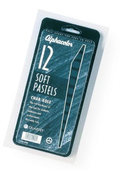 Alphacolor QT167007 Char-Kole Soft Pastels 12-Set; The rich blackness of charcoal in a pastel stick; Velvety smooth, blends easily, free of skips, scratches, and hard spots; Shipping Weight 0.25 lb; Shipping Dimensions 5.25 x 3.5 x 0.75 in; UPC 034138670071 (ALPHACOLORQT167007 ALPHACOLOR-QT167007 CHAR-KOLE-QT167007 ARTWORK)