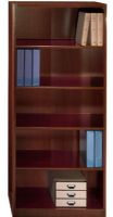 Bush QT3605CS Quantum Harvest Cherry 5 Shelf Bookcase, All melamine construction, 3 adjustable shelves, 2 fixed shelves, Matches the height of the tall towers and hutches in the Quantum Collection, Ready to assemble using the Install Ready system (QT-3605CS QT 3605CS) 