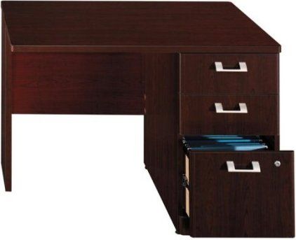 Bush QT6405CS Quantum Harvest Cherry 42 Inch Right Return With Pedestal, Expands the work space on other Quantum Collection items, Harvest cherry finish, Melamine construction, 2 box drawers for office supplies, 1 Letter/legal sized file drawer, Nickel accents on the pedestal, Single lock secures the bottom 2 drawers (QT-6405CS QT 6405CS )