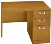 Bush QT6405MC Quantum Modern Cherry 42 Inch Right Return With Pedestal, Expands the work space on other Quantum Collection items, 2 box drawers for office supplies, 1 Letter/legal sized file drawer, Single lock secures the bottom 2 drawers, Modern cherry finish, Melamine construction (QT-6405MC QT 6405MC ) 