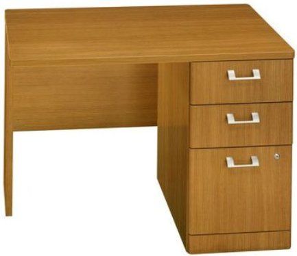 Bush QT6405MC Quantum Modern Cherry 42 Inch Right Return With Pedestal, Expands the work space on other Quantum Collection items, 2 box drawers for office supplies, 1 Letter/legal sized file drawer, Single lock secures the bottom 2 drawers, Modern cherry finish, Melamine construction (QT-6405MC QT 6405MC )