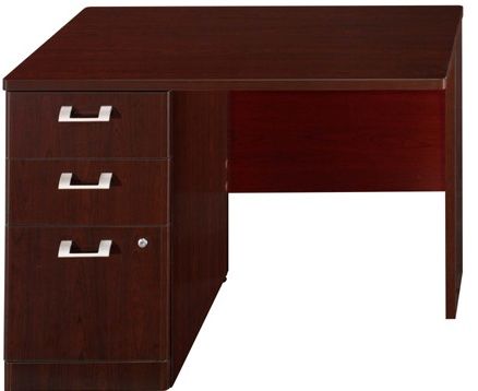 Bush QT6415CS Quantum Harvest Cherry 42 Inch Left Return With Pedestal, Expands the work space on other Quantum Collection items, 2 box drawers for office supplies, 1 Letter/legal sized file drawer, Nickel accents on the pedestal, Single lock secures the bottom 2 drawers, Harvest cherry finish, Melamine construction (QT 6415CS QT-6415CS)