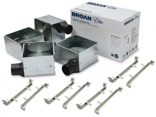 Broan QTXR000HF Bath Fan Housing Pack, Fan, (4 Pack), Includes Hanger Bar System Wall Control; To simplify installation, Project Packs are ideal for Builders and Contractors; Bathrooms up to (X) Square Feet: N/A,; Ceiling Installation: Yes; Color: N/A,; CSA: No; cUL Listed: No; Duct Direction: Horizontal; Duct Size: 4