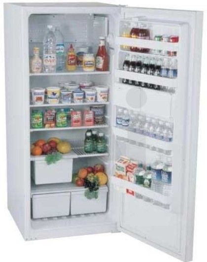 Summit R18W All-Refrigerator with Adjustable Wire Shelves, Door Storage, Static System with No Internal Fans and Interior Light, 18.0 Cu. Ft. Capacity, White Body Color,  White Door Color, Reversible Door Swing, Door storage, Vegetable crisper (R 18W R-18W)