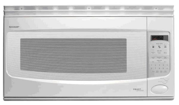 Sharp R-2120JW Microwave Oven, Over-the-Range, 2.1 Cu.Ft., 1200 Watts, White, 38 automatic settings, 5 defrost options (R2120JW R 2120JW R-2120 R-2120J R2120 R2120J)
