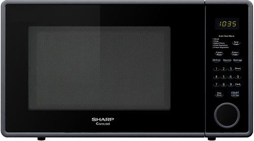 Sharp R-309YK Refurbished Mid-Size Countertop Microwave Oven, Smooth Black, 1.1 Cu. Ft. Capacity, 1000 watts Output Power, Easy-to-read LED Digital Display, Premium Scratch-Resistant Glass Front, 11-1/4 Carousel Turntable System, 11 Power Levels, 10 Preset Options, +30 Seconds Key, Shrotcuts, Porcorn Key, UPC 091037251046 (R309YK R 309YK R-309-YK R-309 YK R309 R-309YKRB)